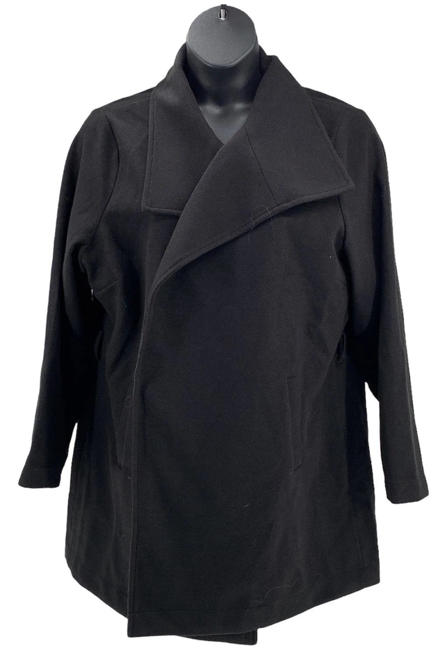Belle by Kim Gravel Wool Blend Belted Topper Coat Black - Regular